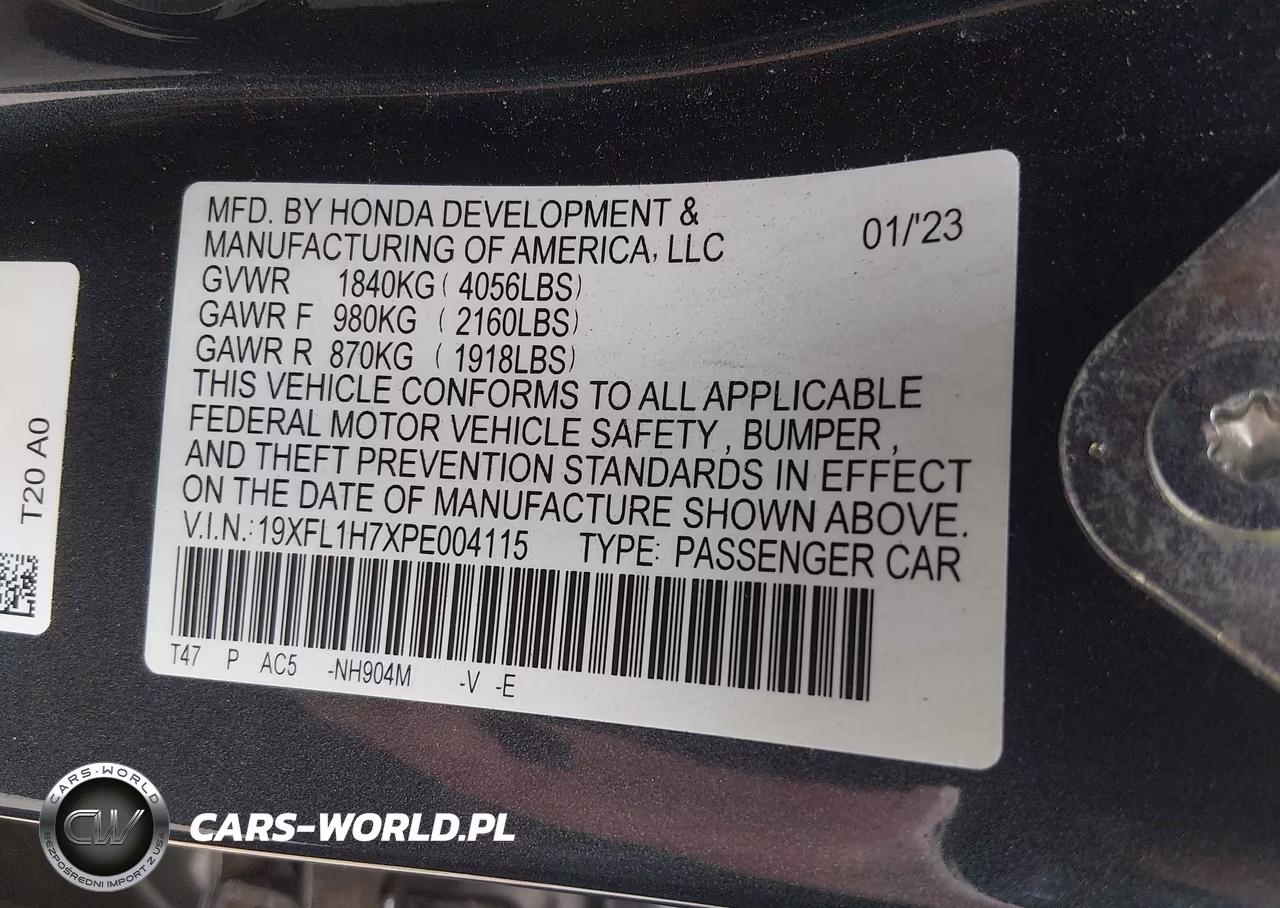 2023 Honda Civic Ex-L-Ex-L W-O Bsi VIN:19XFL1H7XPE004115 - 9