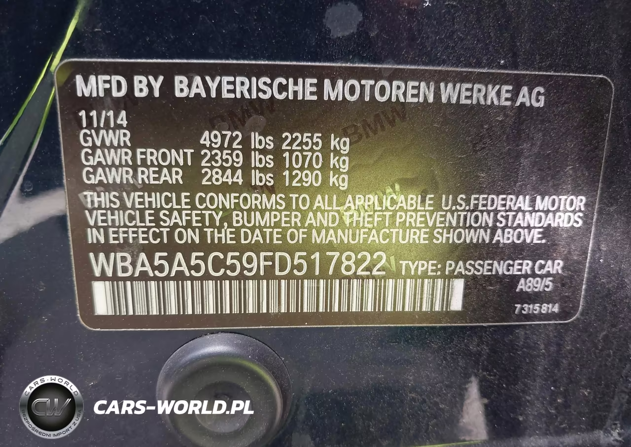 2015 BMW 528I VIN:WBA5A5C59FD517822 - 9
