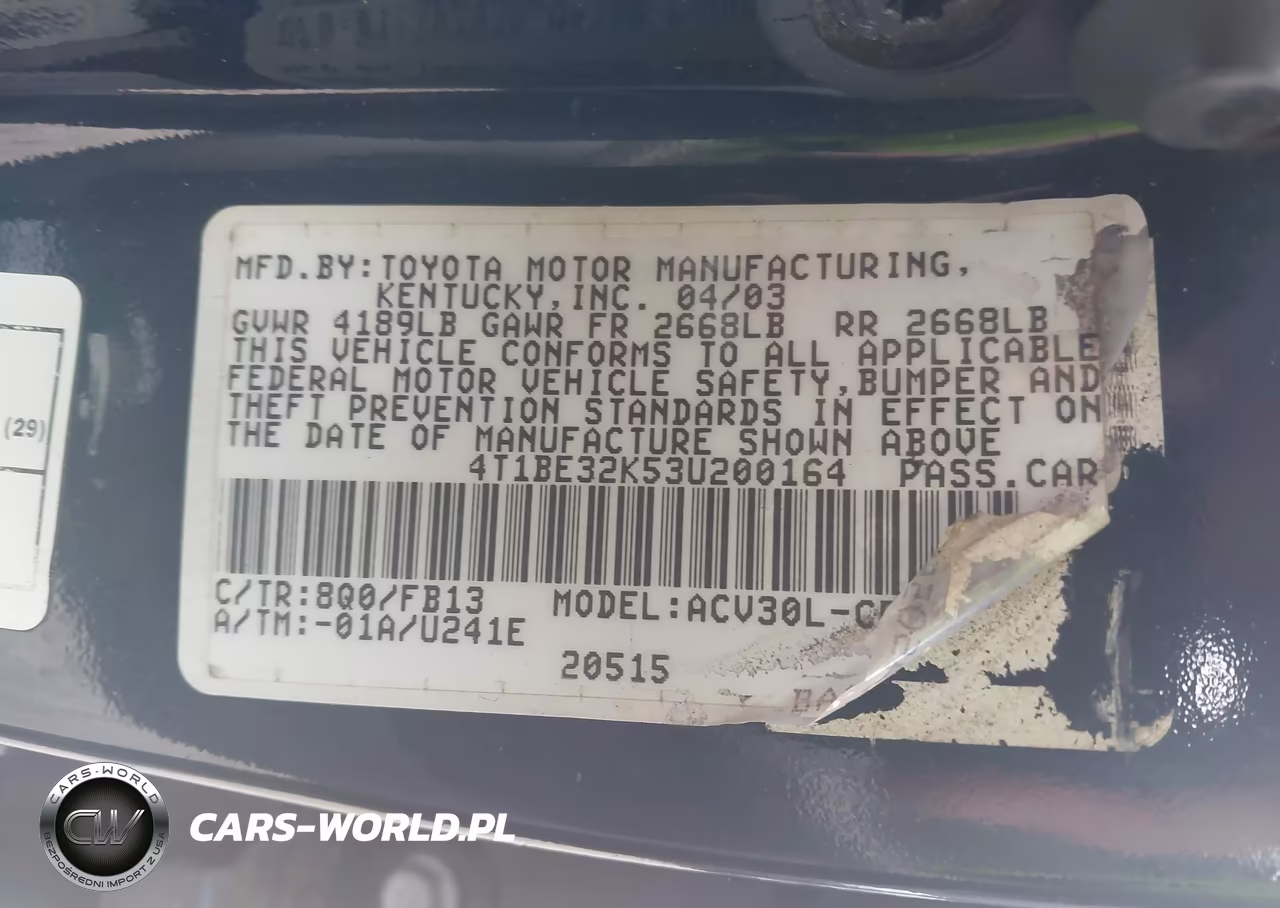 2003 Toyota Camry Le VIN:4T1BE32K53U200164 - 9