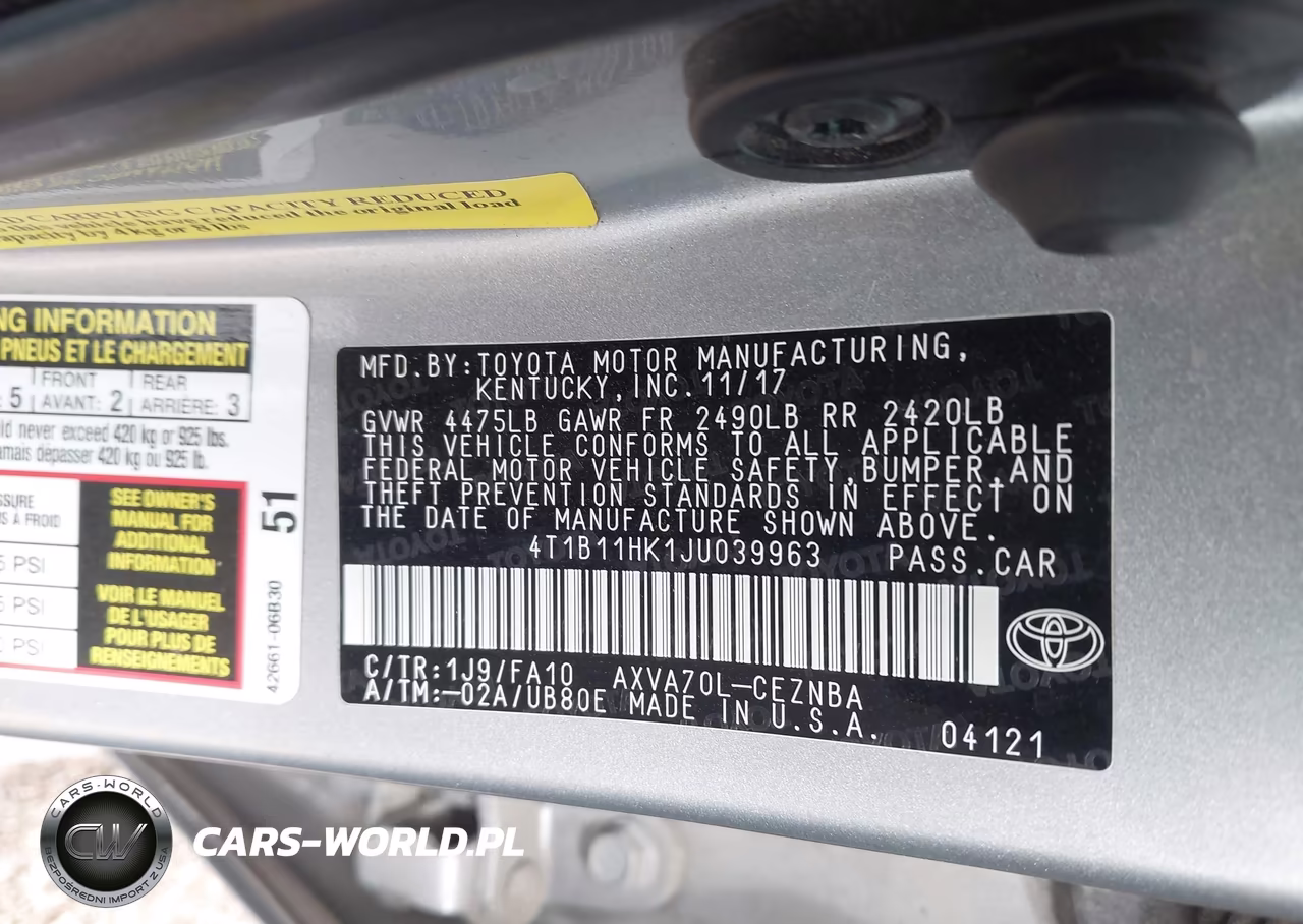 2018 Toyota Camry Le VIN:4T1B11HK1JU039963 - 9