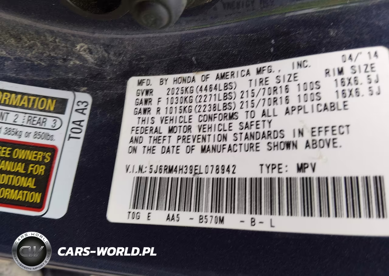 2014 Honda Cr-V Lx VIN:5J6RM4H39EL078942 - 9