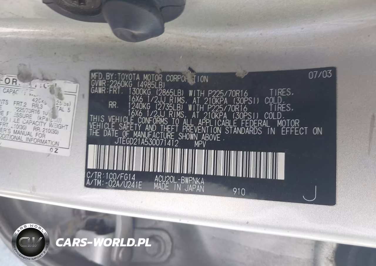 2003 Toyota Highlander VIN:JTEGD21A530071412 - 9