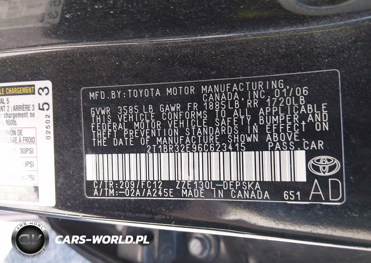 2006 Toyota Corolla S VIN:2T1BR32E96C623415 - 9
