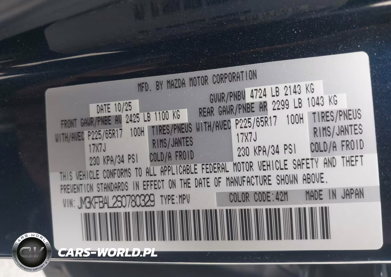 2025 Mazda Cx-5 2.5 S VIN:JM3KFBAL2S0780329 - 9