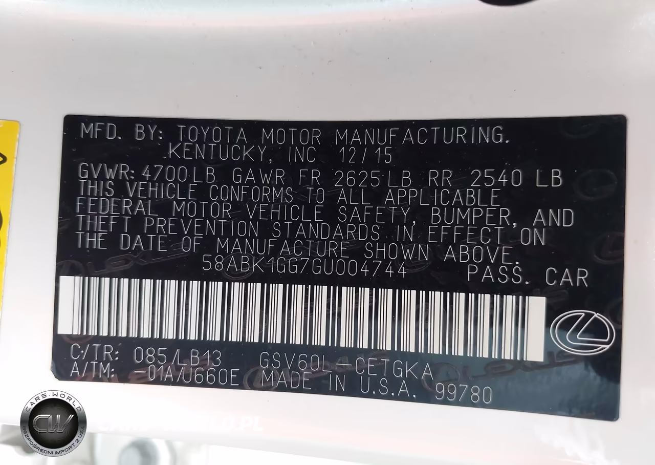 2016 Lexus Es 350 VIN:58ABK1GG7GU004744 - 9