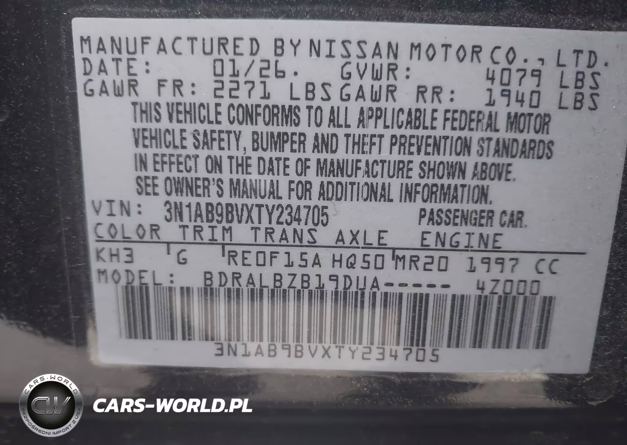 2026 Nissan Sentra S VIN:3N1AB9BVXTY234705 - 9