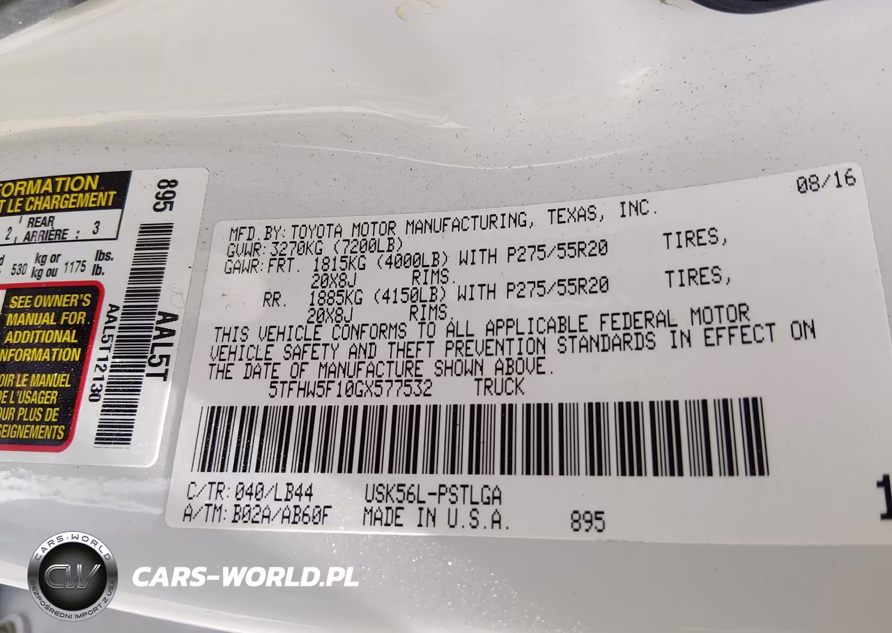 2016 Toyota Tundra Limited 5.7L V8 VIN:5TFHW5F10GX577532 - 9