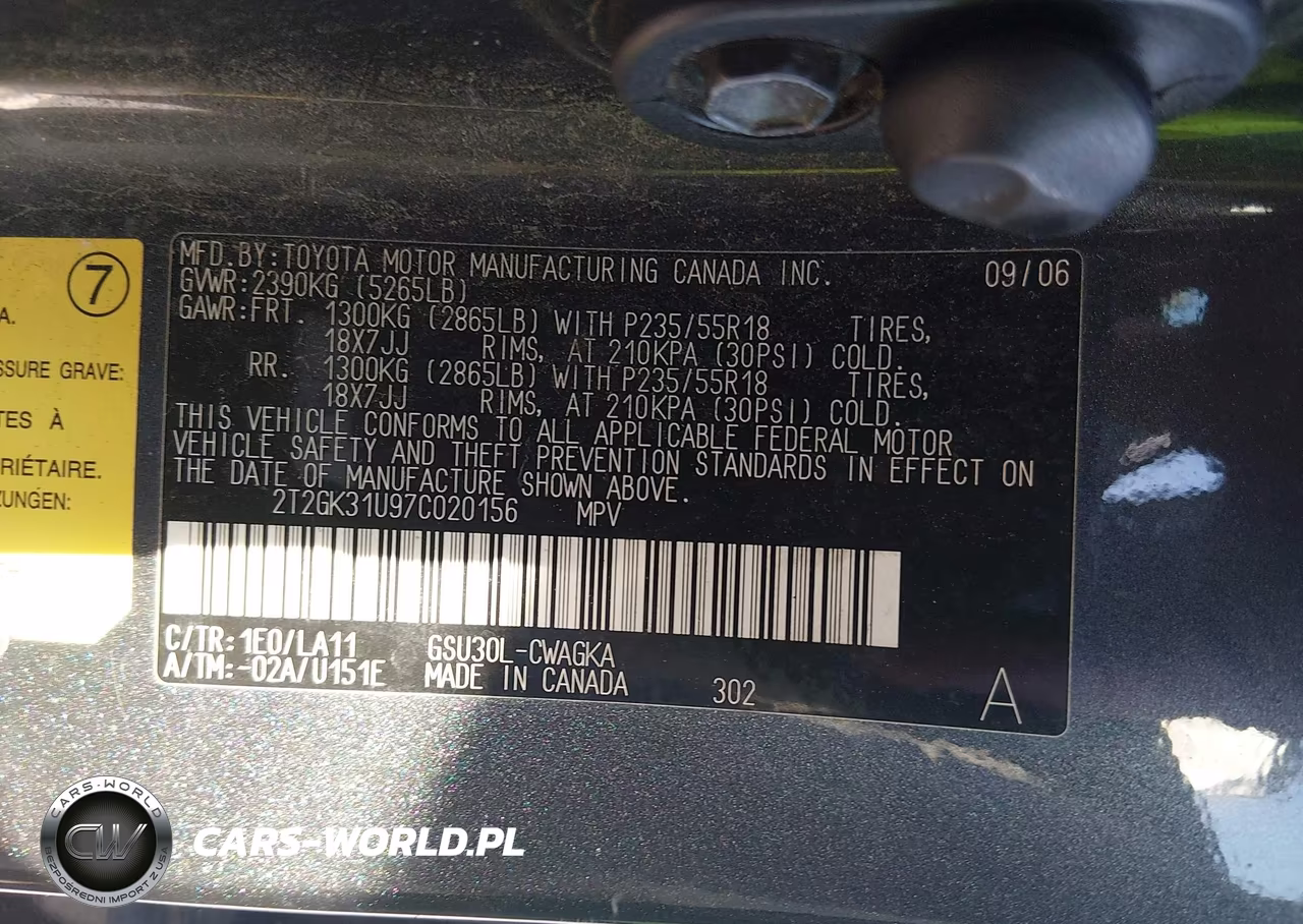 2007 Lexus Rx 350 VIN:2T2GK31U97C020156 - 9