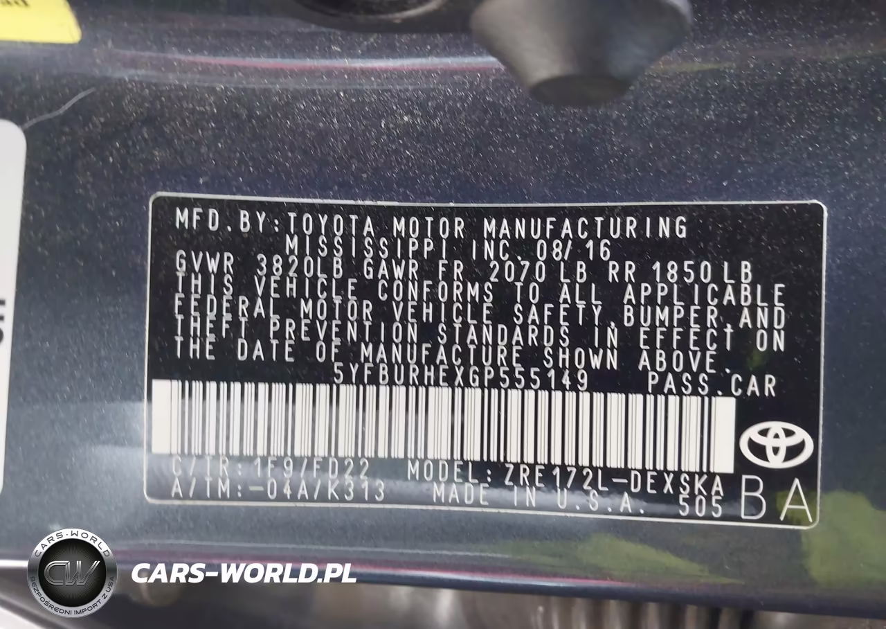 2016 Toyota Corolla S Plus VIN:5YFBURHEXGP555149 - 9