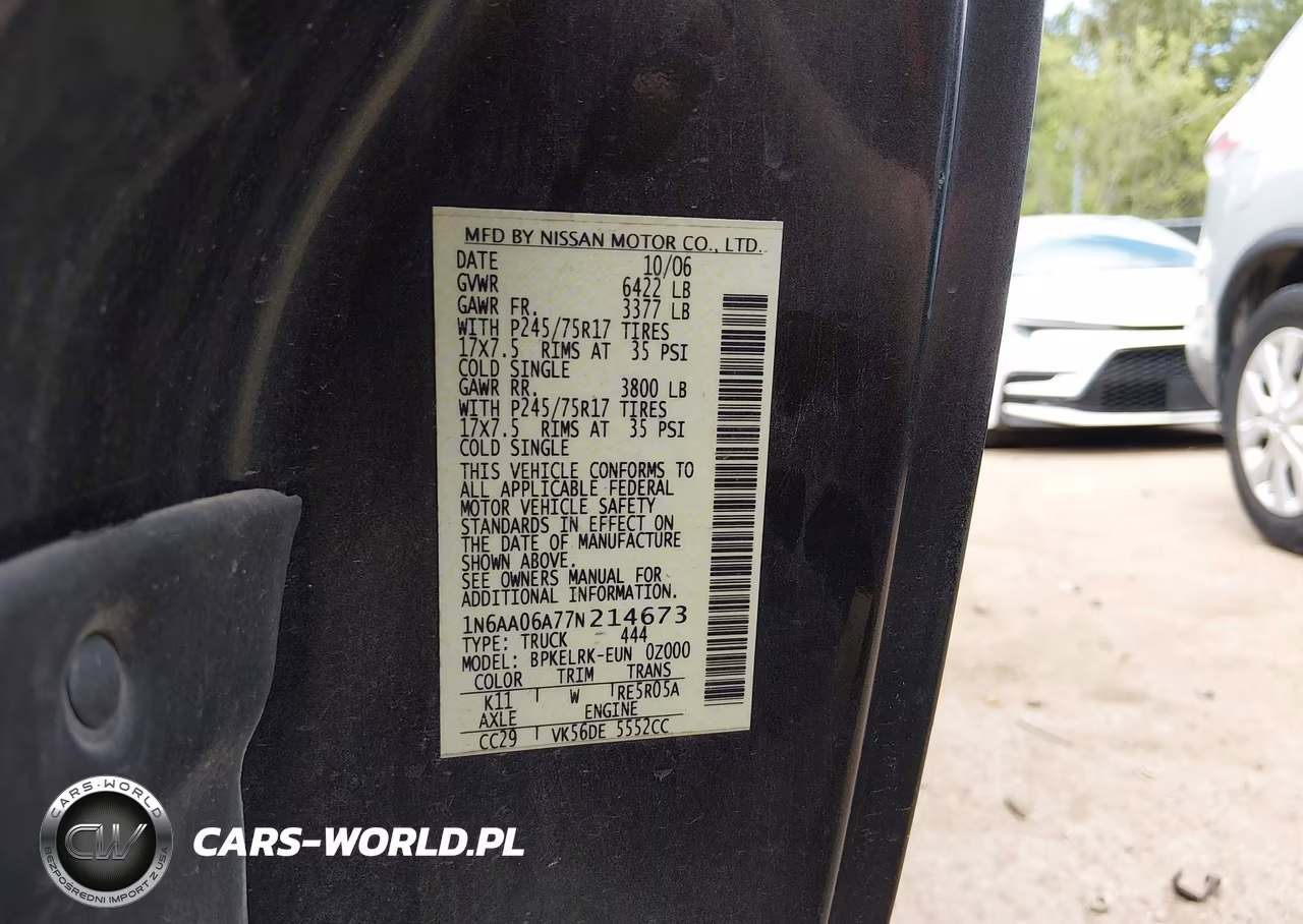 2007 Nissan Titan Xe VIN:1N6AA06A77N214673 - 9
