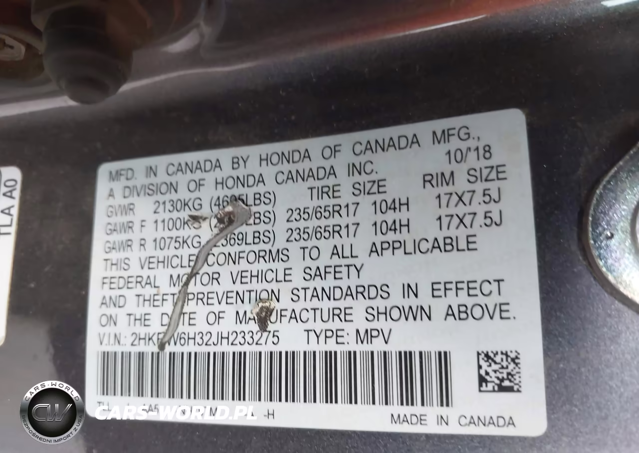 2018 Honda Cr-V Lx VIN:2HKRW6H32JH233275 - 9