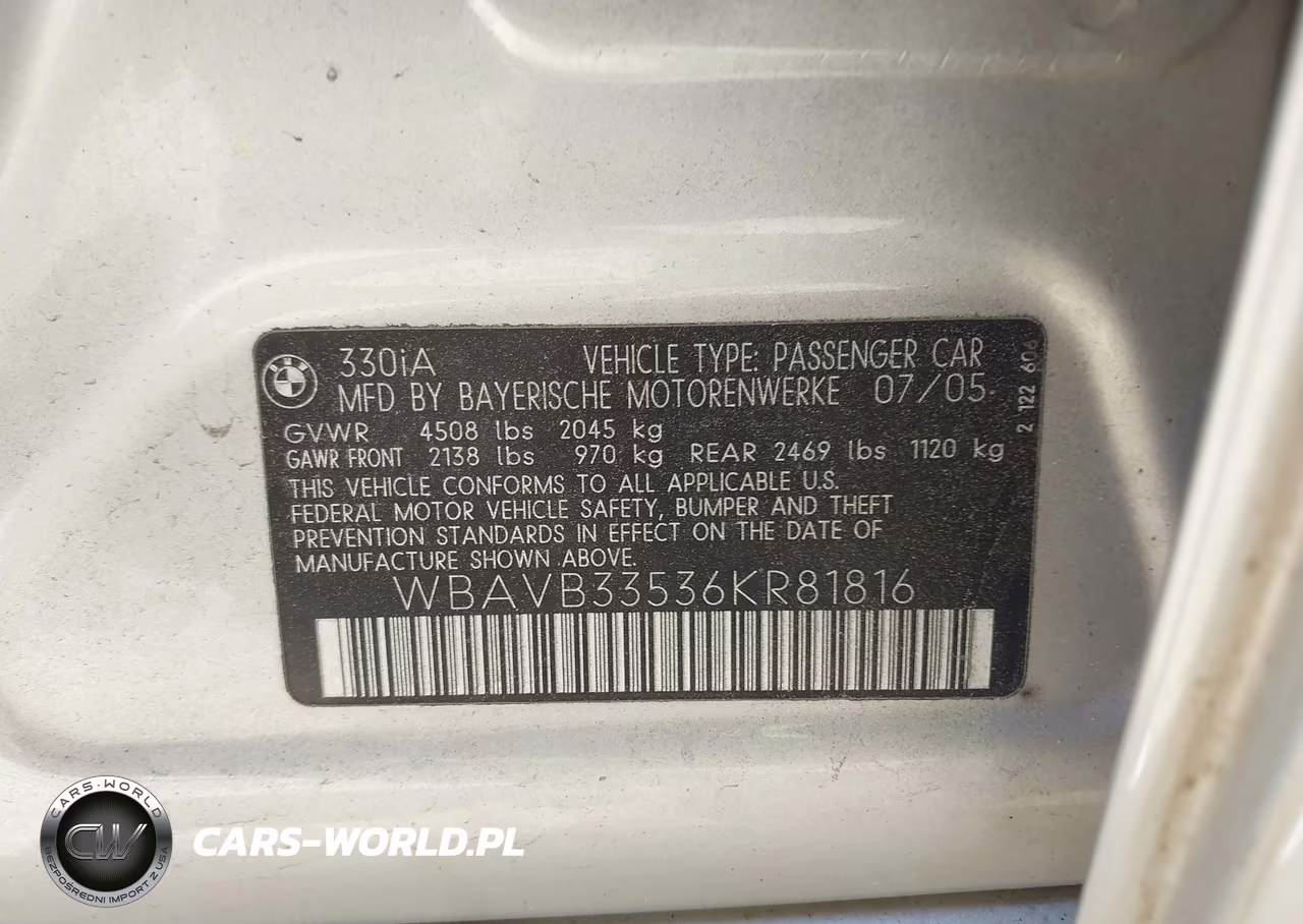 2006 BMW 330I VIN:WBAVB33536KR81816 - 9