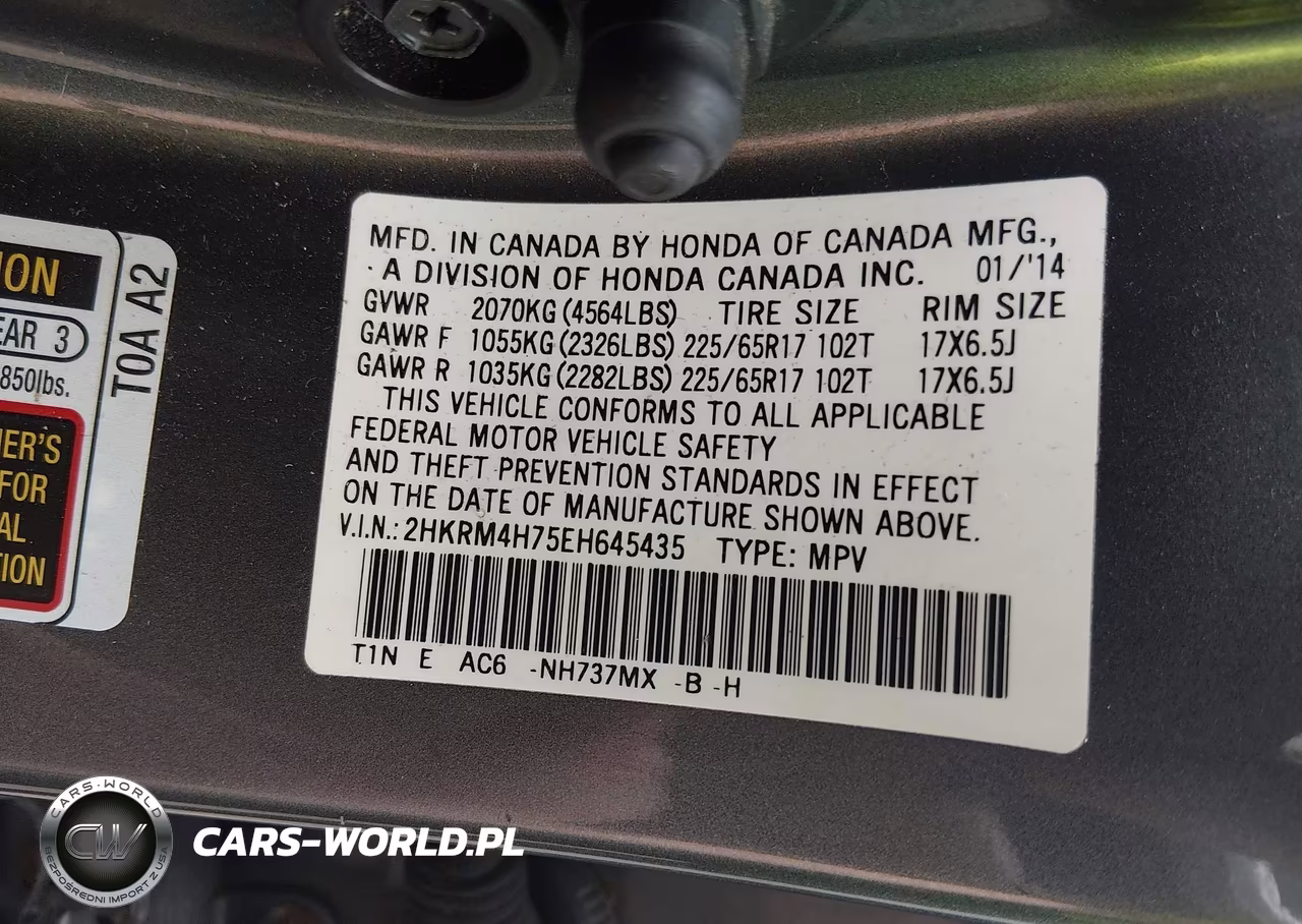 2014 Honda Cr-V Ex-L VIN:2HKRM4H75EH645435 - 9
