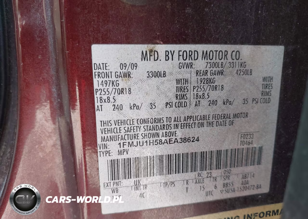 2010 Ford Expedition Eddie Bauer VIN:1FMJU1H58AEA38624 - 9