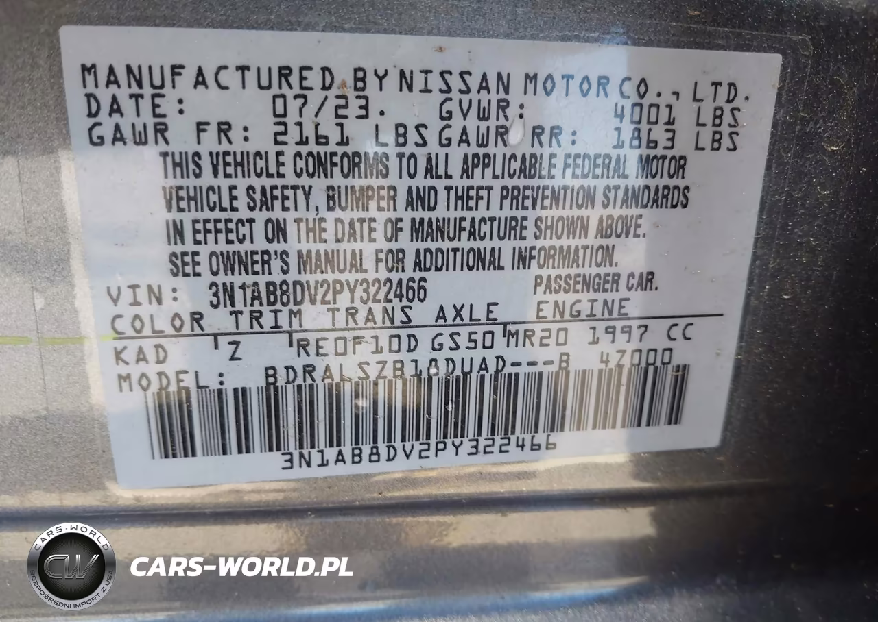 2023 Nissan Sentra Sr Xtronic Cvt VIN:3N1AB8DV2PY322466 - 9