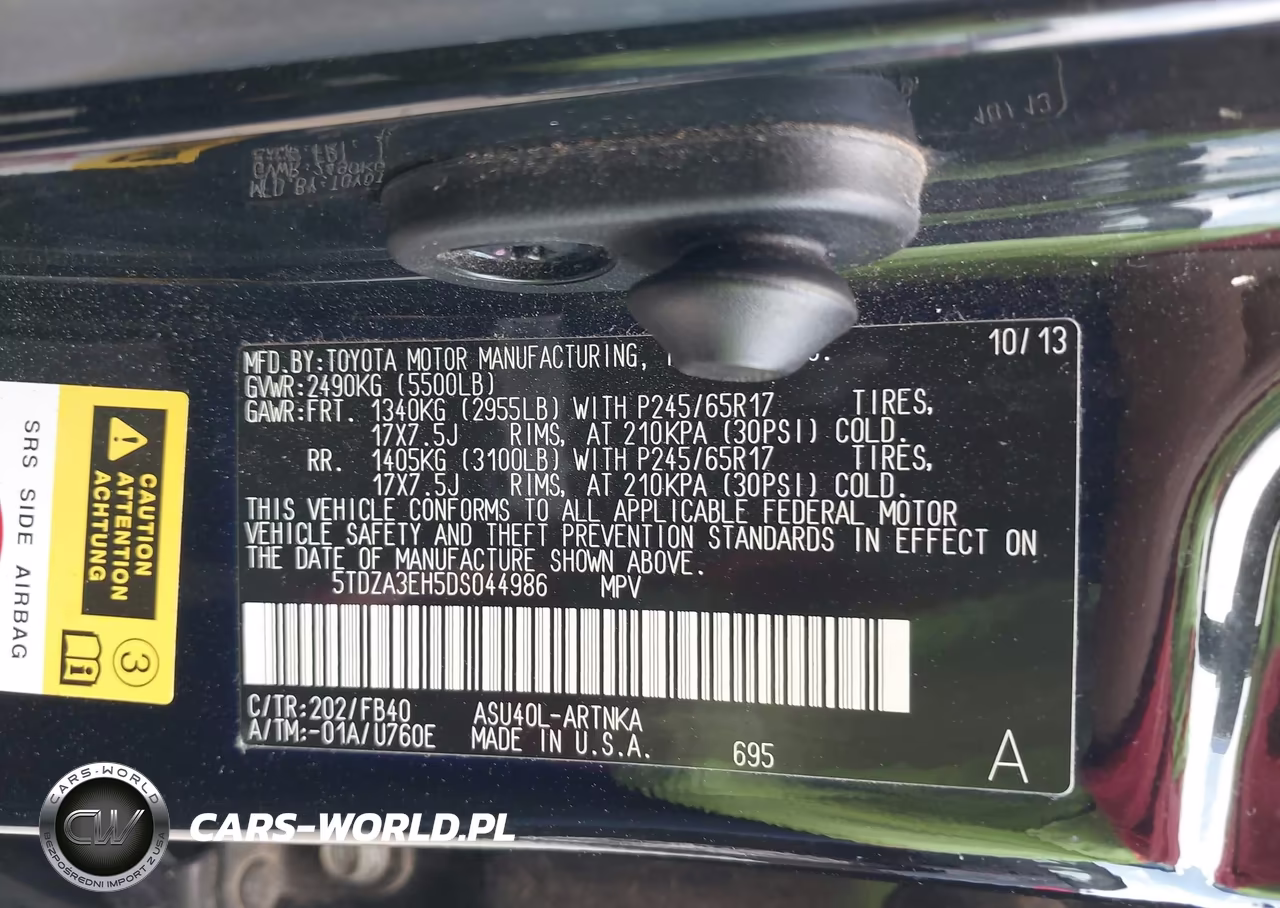 2013 Toyota Highlander VIN:5TDZA3EH5DS044986 - 9