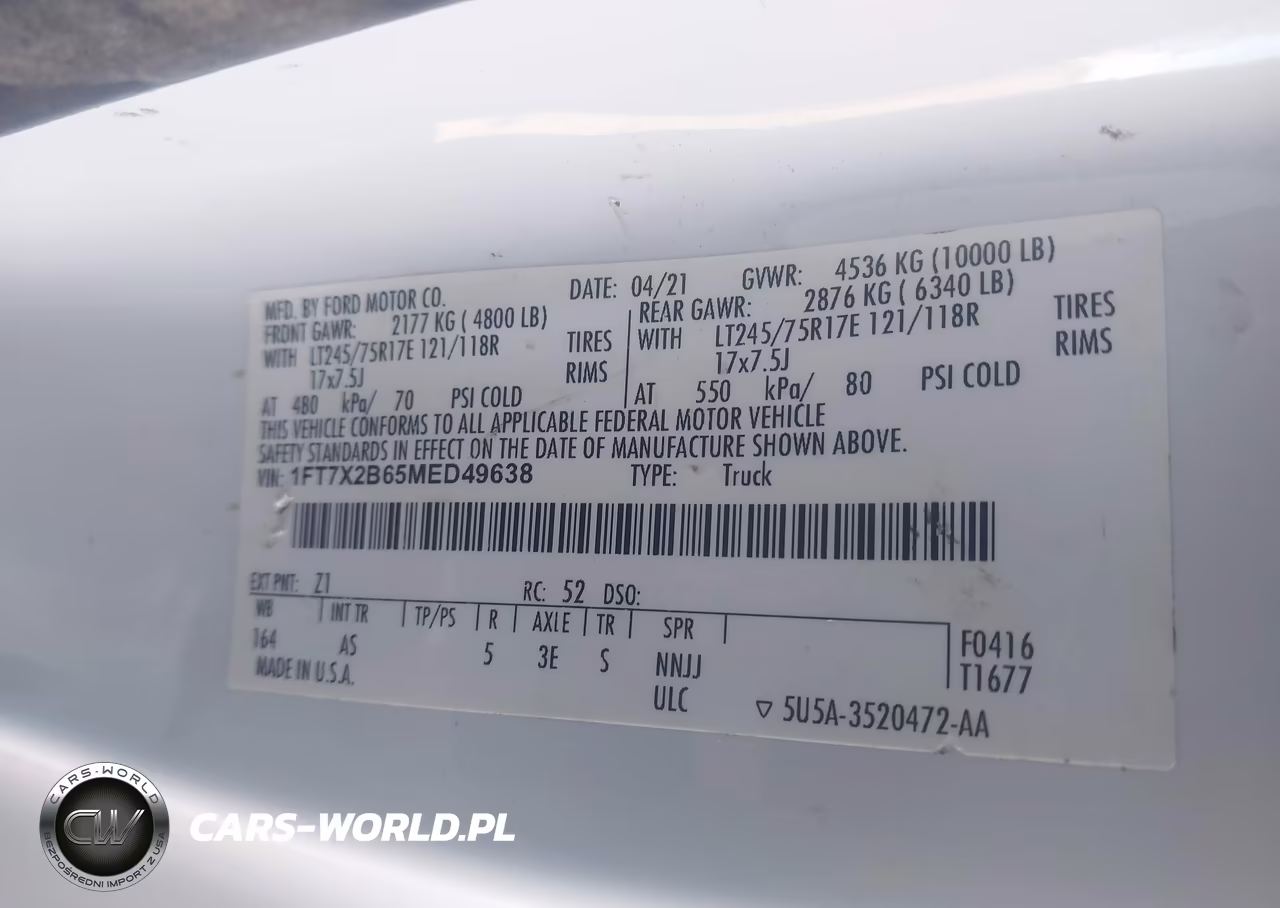2021 Ford F-250 Xl VIN:1FT7X2B65MED49638 - 9