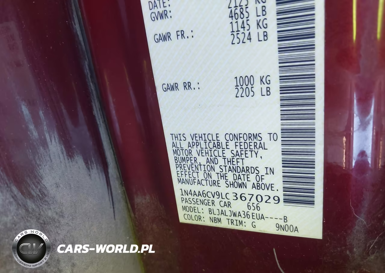 2020 Nissan Maxima Sv Xtronic Cvt VIN:1N4AA6CV9LC367029 - 9