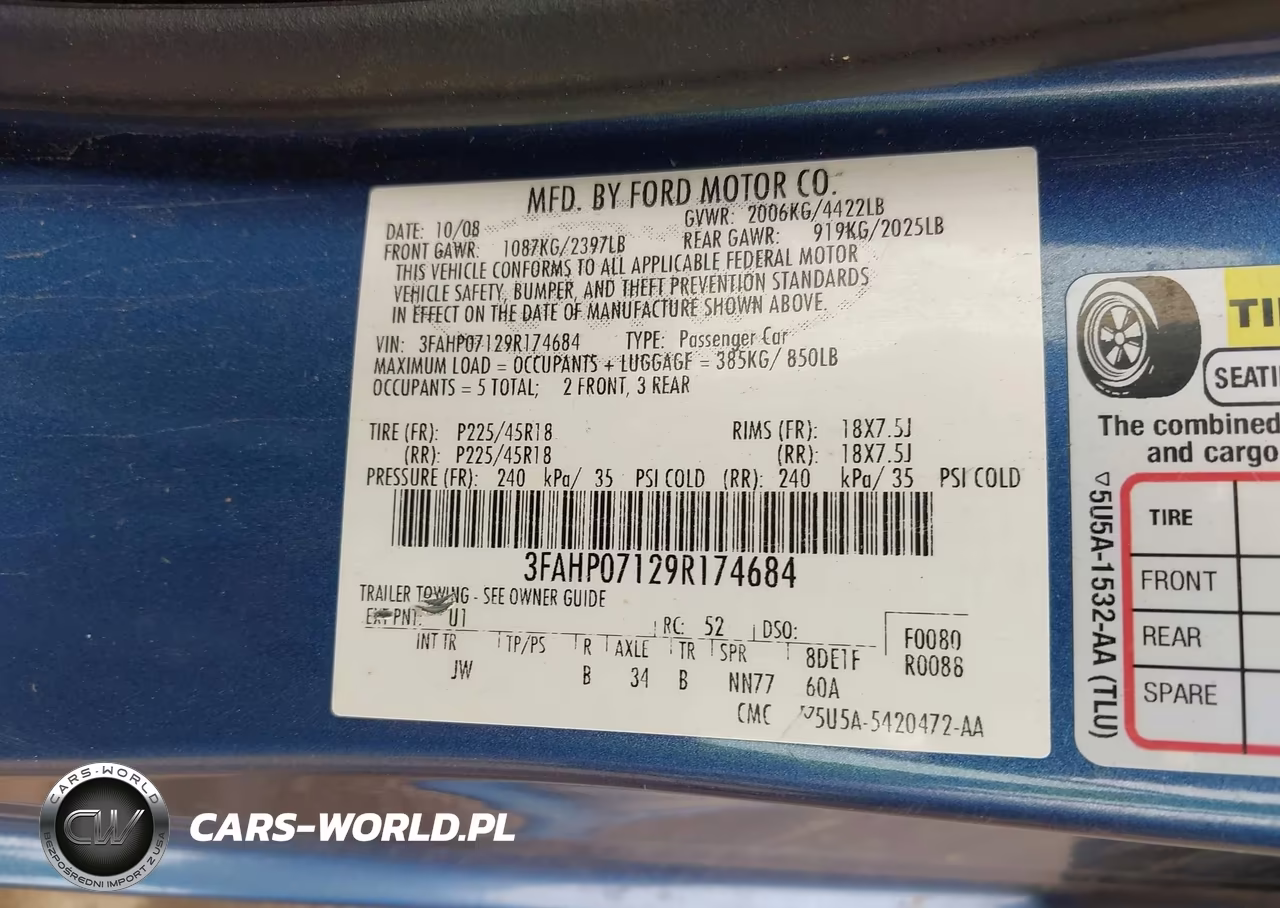 2009 Ford Fusion Se VIN:3FAHP07129R174684 - 9