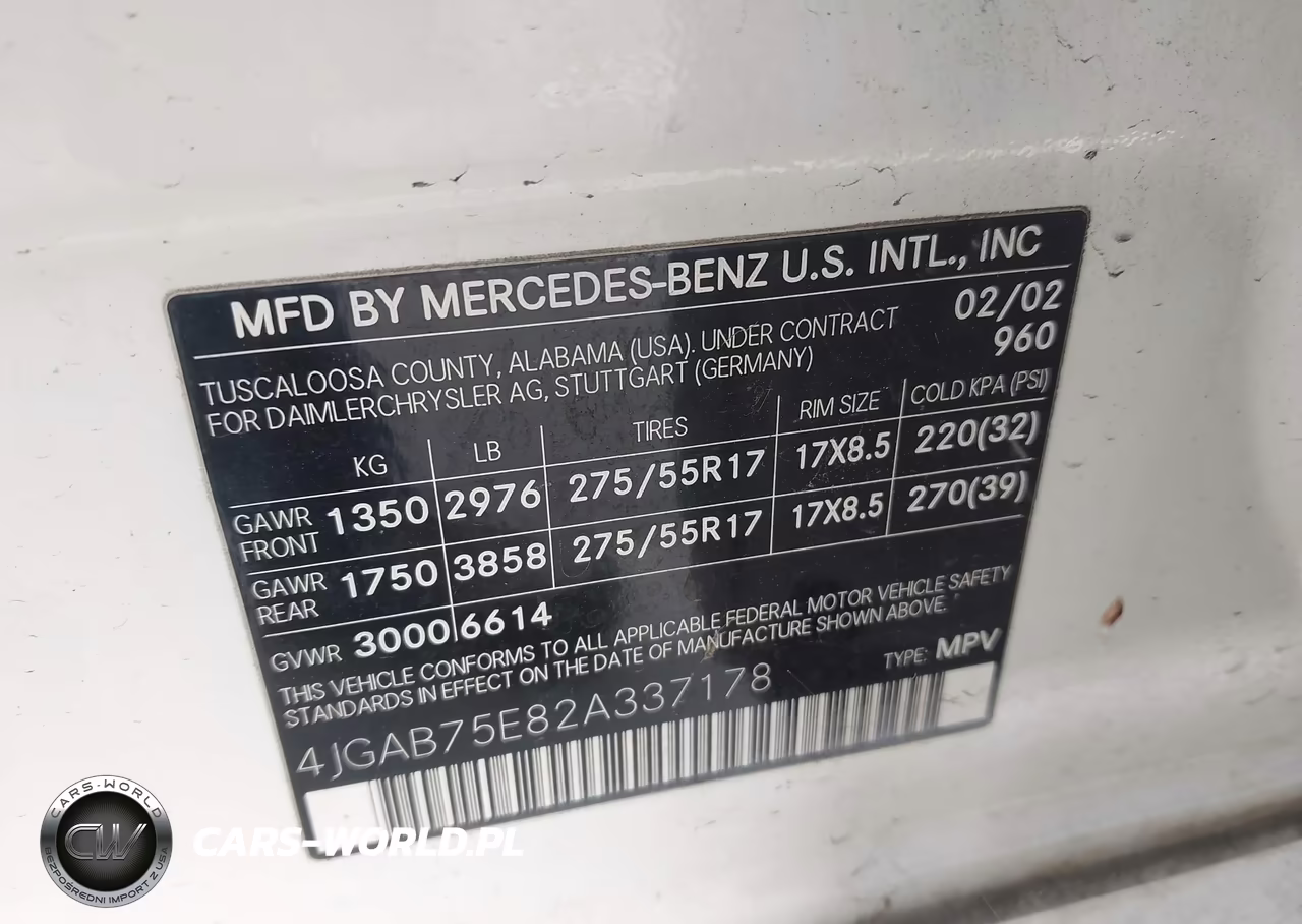 2002 Mercedes-Benz Ml 500 VIN:4JGAB75E82A337178 - 9