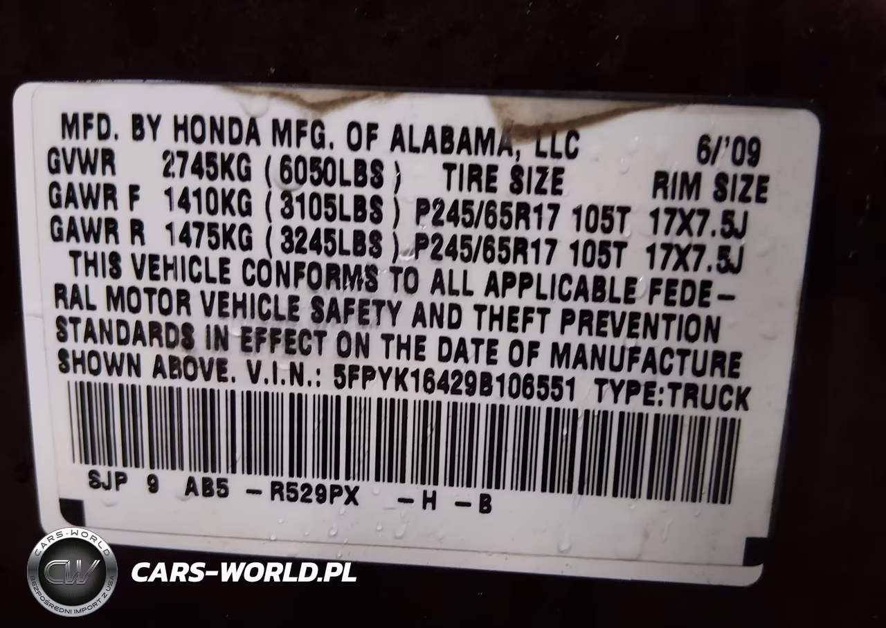 2009 Honda Ridgeline Rts VIN:5FPYK16429B106551 - 9