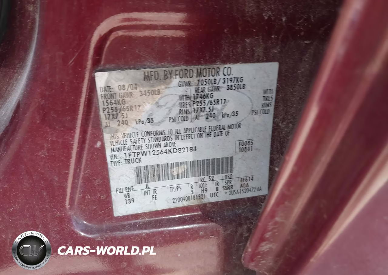 2004 Ford F-150 Lariat-Xlt VIN:1FTPW12564KD82184 - 9