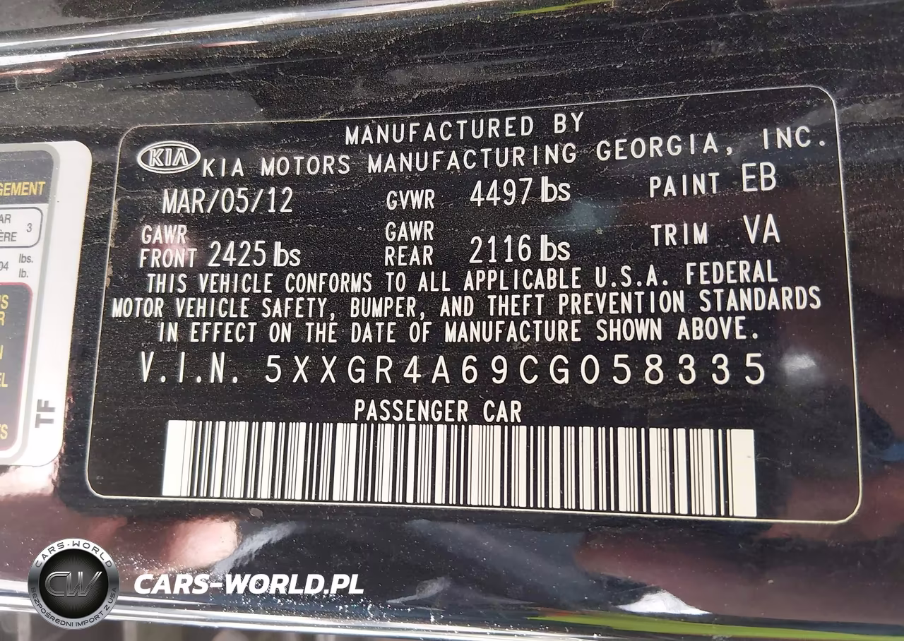 2012 Kia Optima Sx VIN:5XXGR4A69CG058335 - 9
