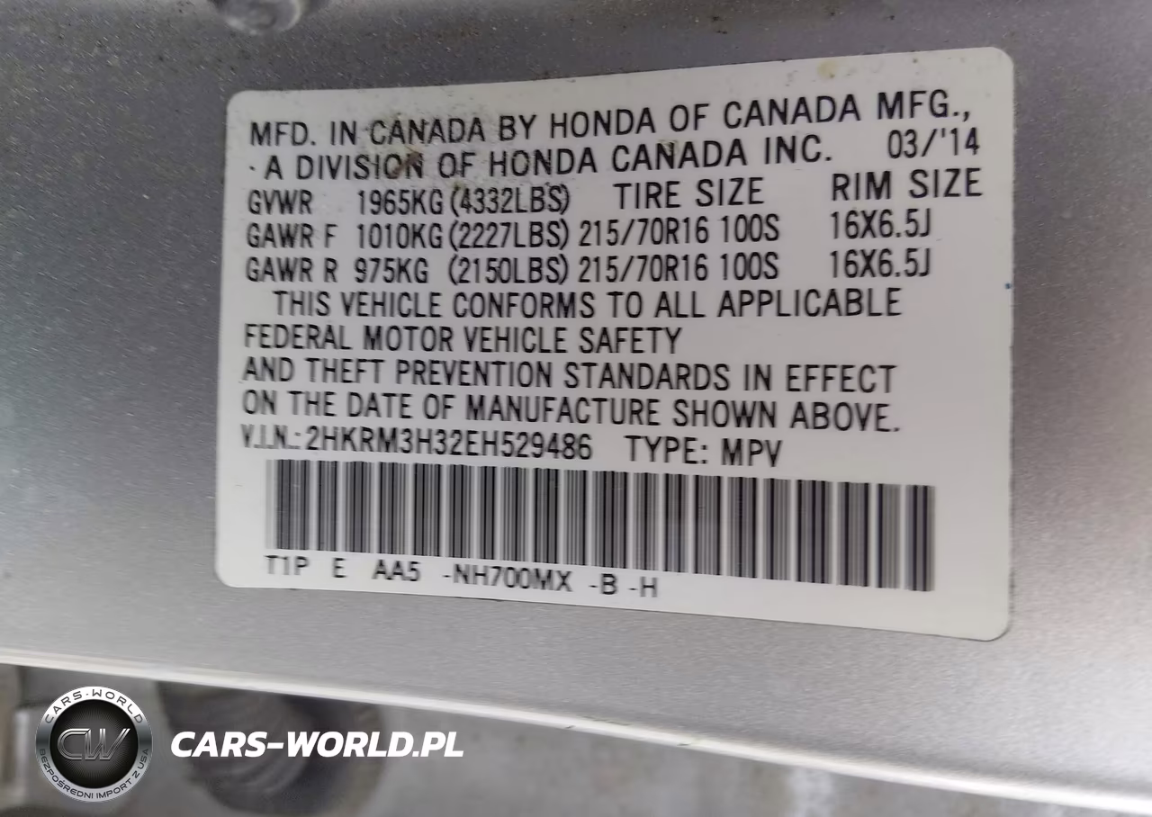 2014 Honda Cr-V Lx VIN:2HKRM3H32EH529486 - 9