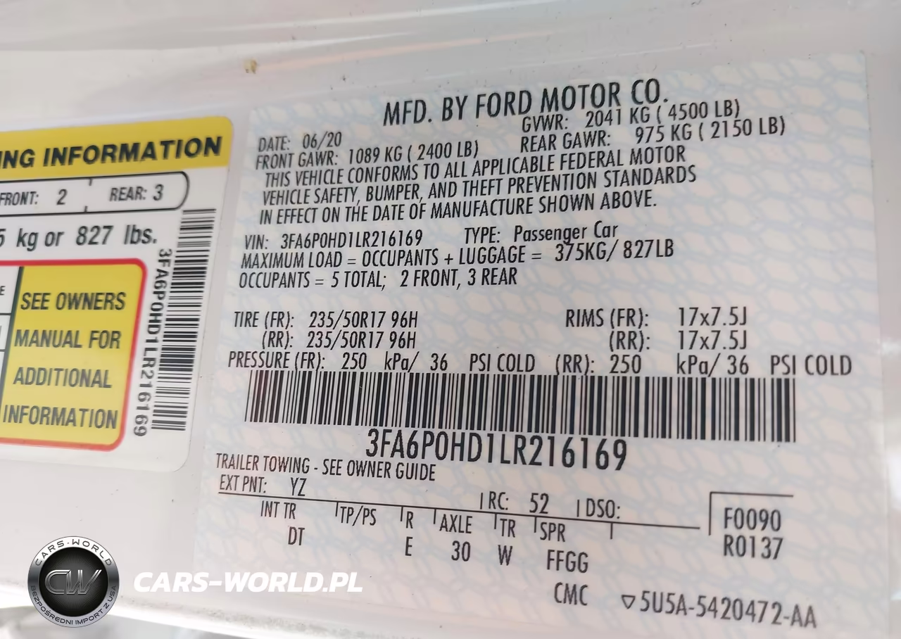 2020 Ford Fusion Se VIN:3FA6P0HD1LR216169 - 9