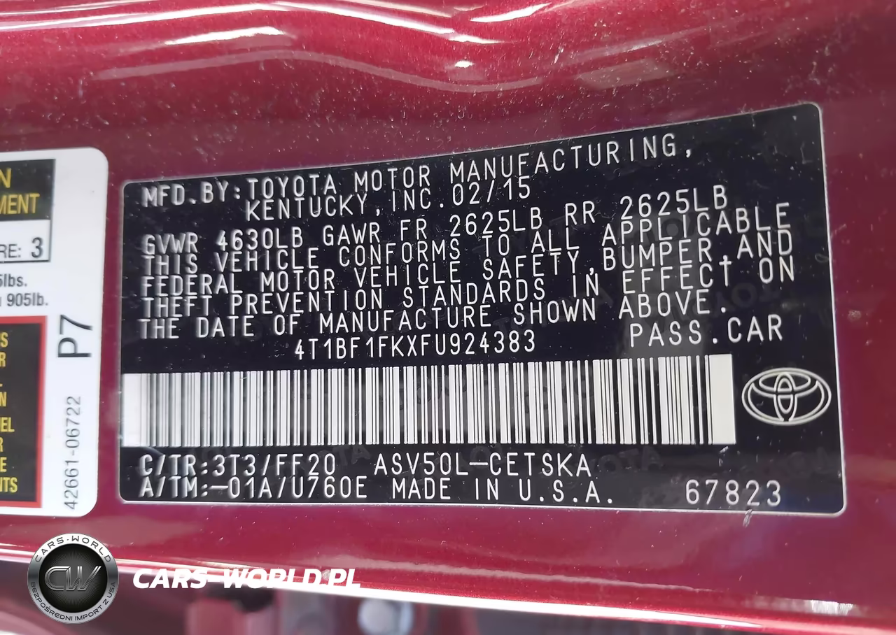 2015 Toyota Camry Se VIN:4T1BF1FKXFU924383 - 9
