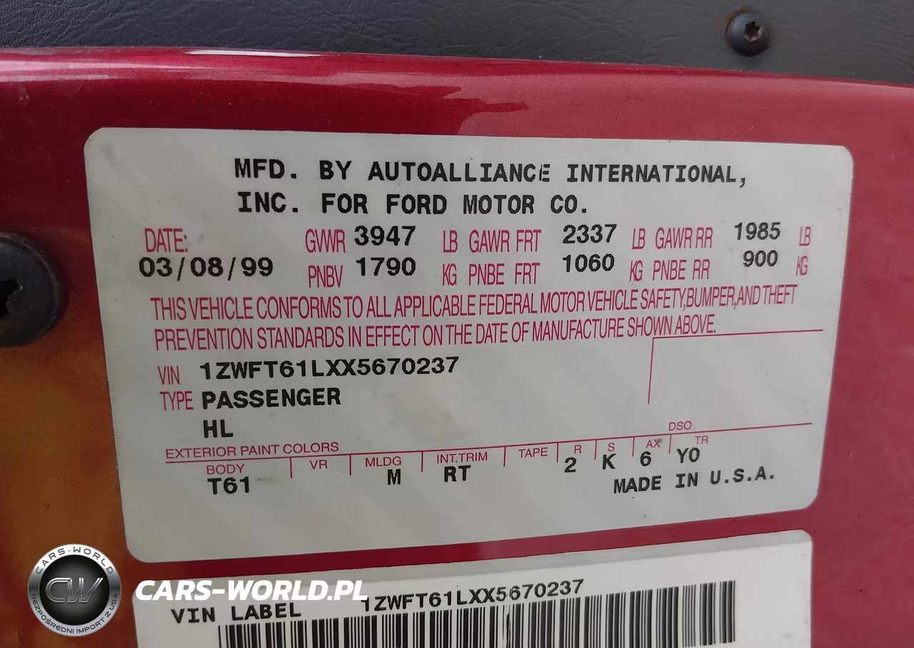 1999 Mercury Cougar V6 VIN:1ZWFT61LXX5670237 - 9