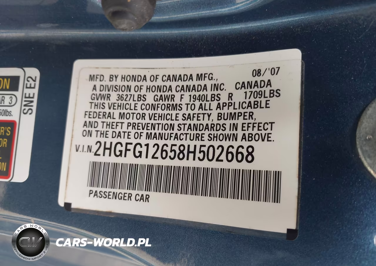 2008 Honda Civic Lx VIN:2HGFG12658H502668 - 9