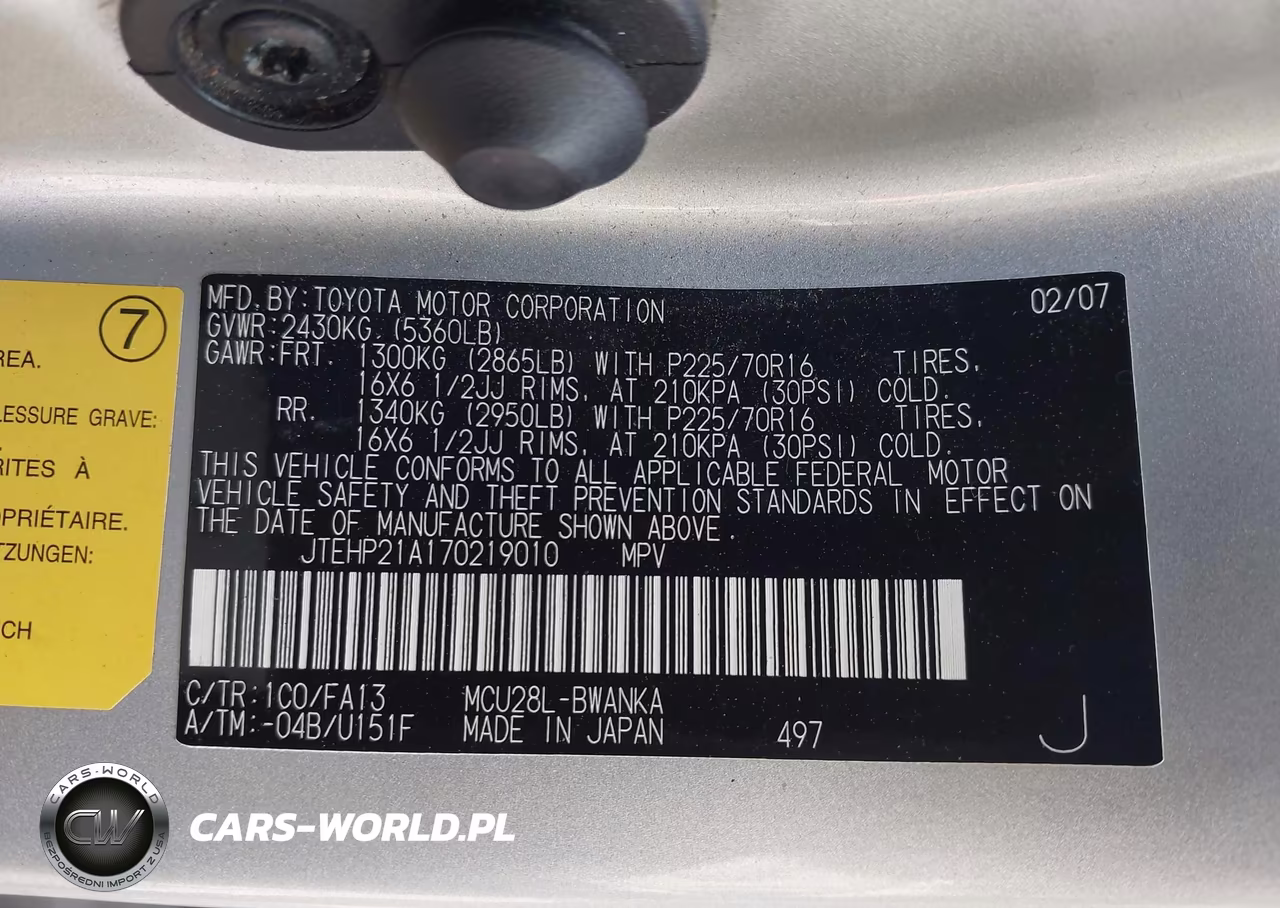 2007 Toyota Highlander V6 VIN:JTEHP21A170219010 - 9