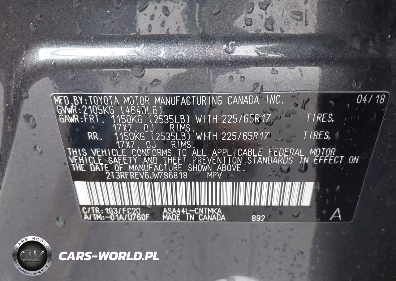2018 Toyota Rav4 Xle VIN:2T3RFREV6JW786818 - 9