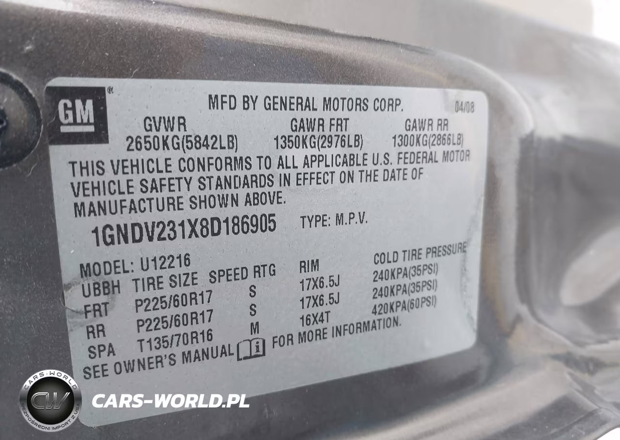 2008 Chevrolet Uplander Ls VIN:1GNDV231X8D186905 - 9