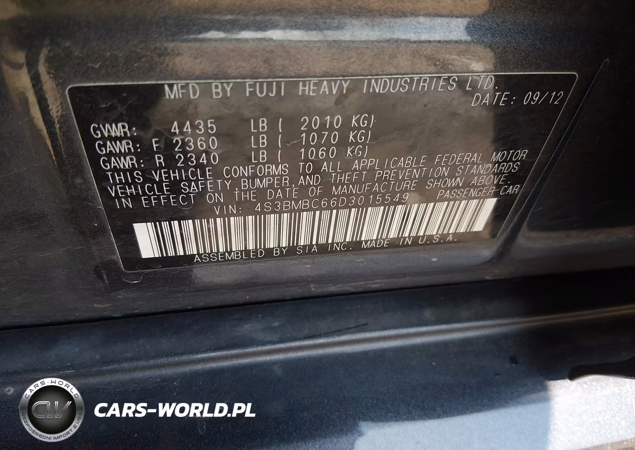 2013 Subaru Legacy 2.5I Premium VIN:4S3BMBC66D3015549 - 9