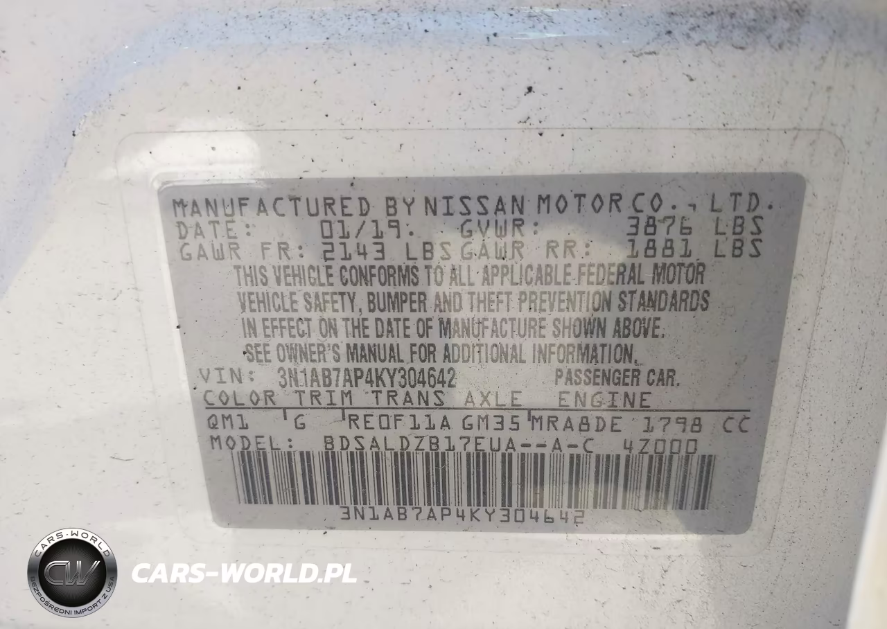 2019 Nissan Sentra Sv VIN:3N1AB7AP4KY304642 - 9