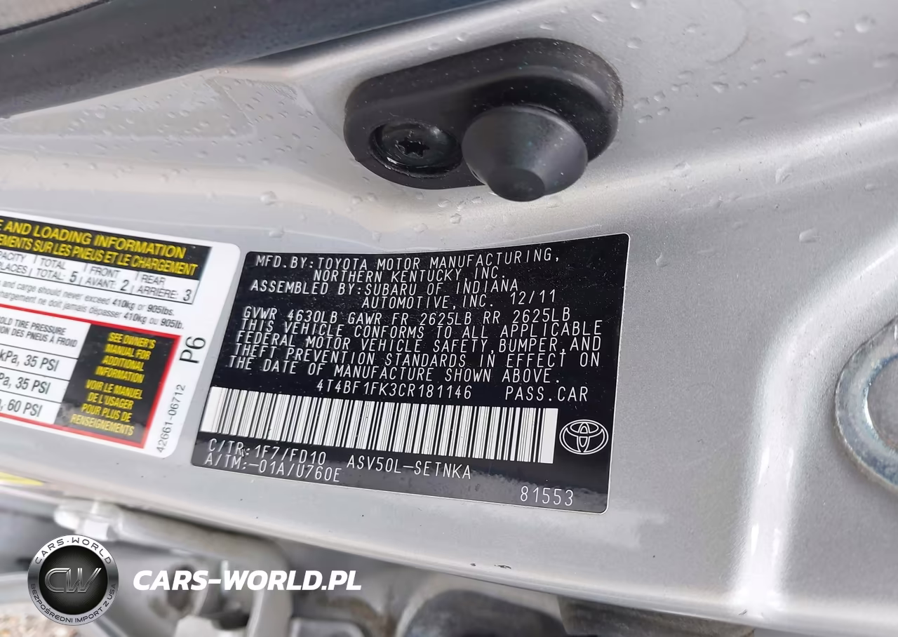 2012 Toyota Camry Le VIN:4T4BF1FK3CR181146 - 9