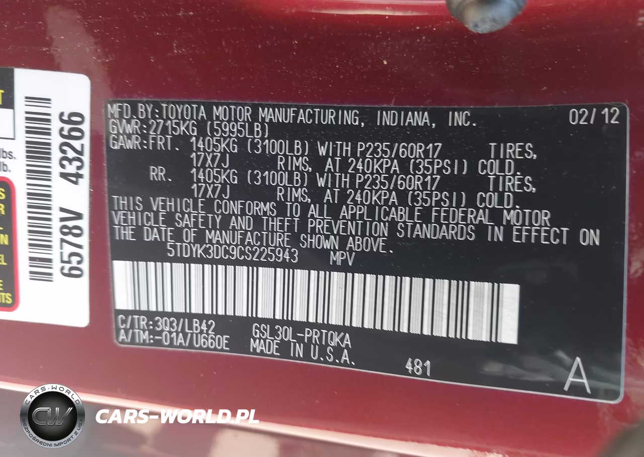 2012 Toyota Sienna Xle V6 8 Passenger VIN:5TDYK3DC9CS225943 - 9