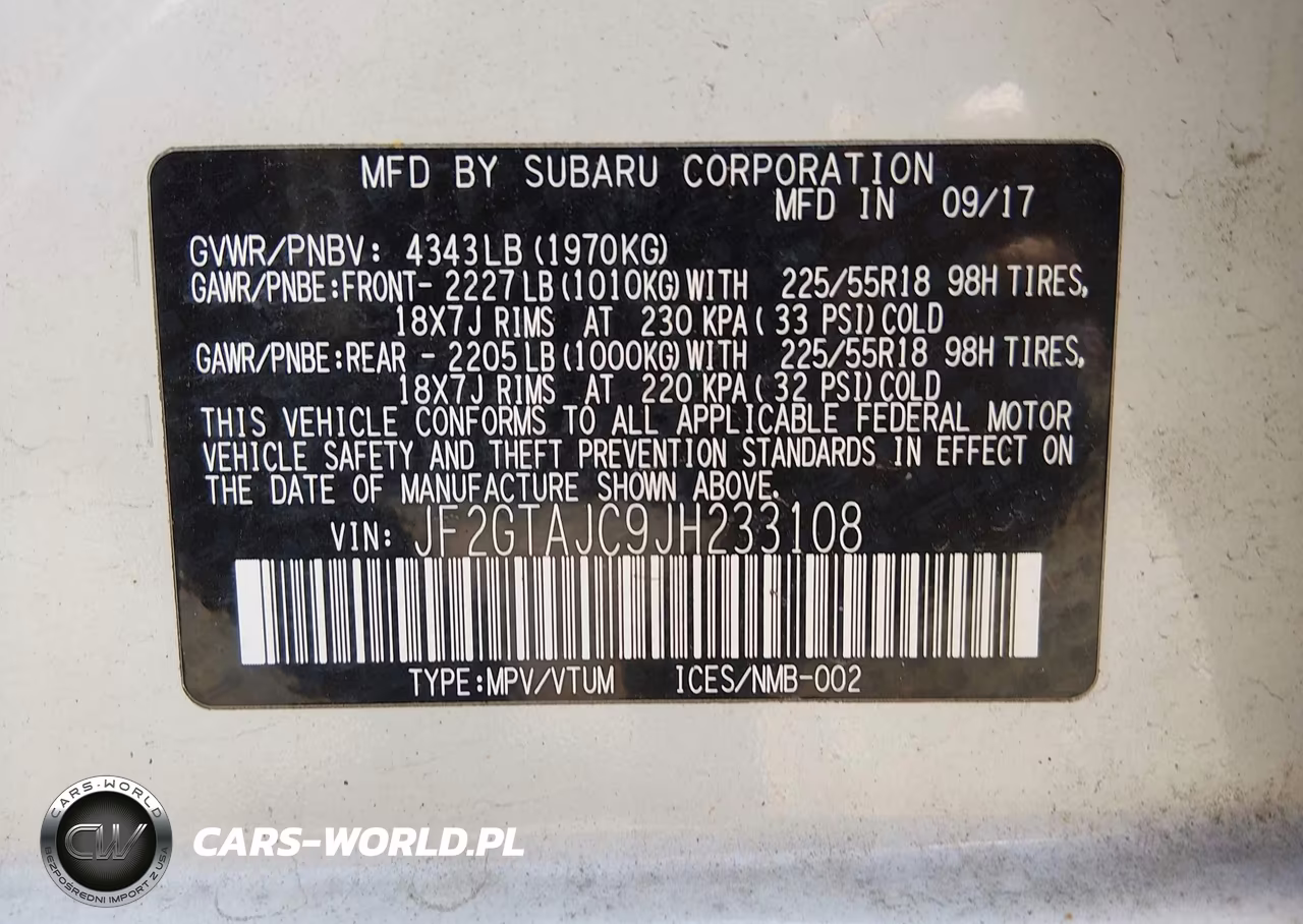 2018 Subaru Crosstrek 2.0I Limited VIN:JF2GTAJC9JH233108 - 9
