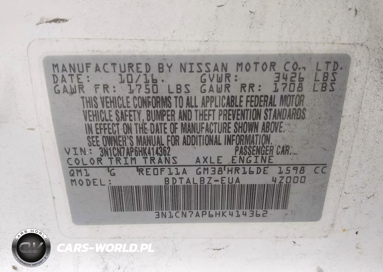 2017 Nissan Versa 1.6 Sv VIN:3N1CN7AP6HK414362 - 9
