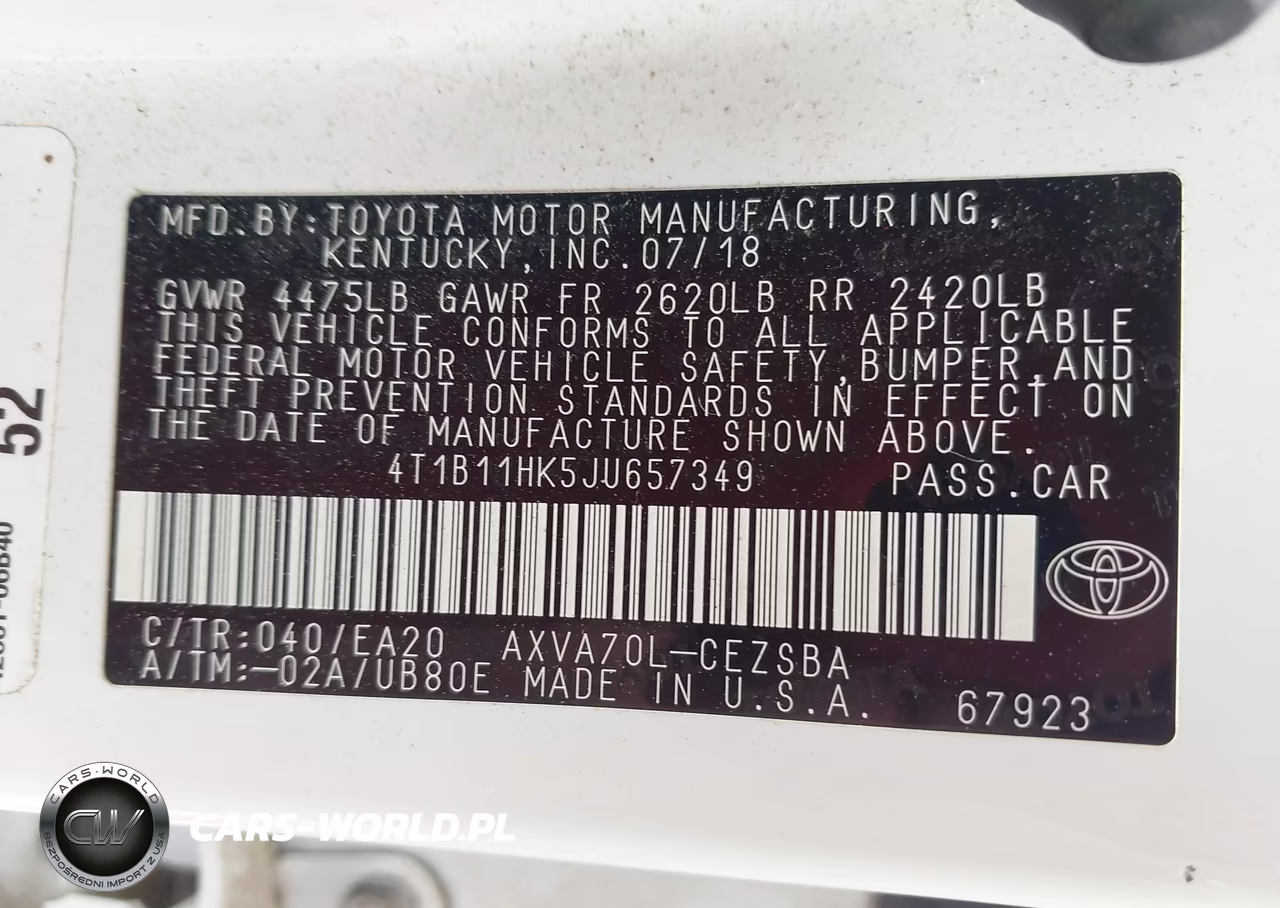 2018 Toyota Camry Se VIN:4T1B11HK5JU657349 - 9