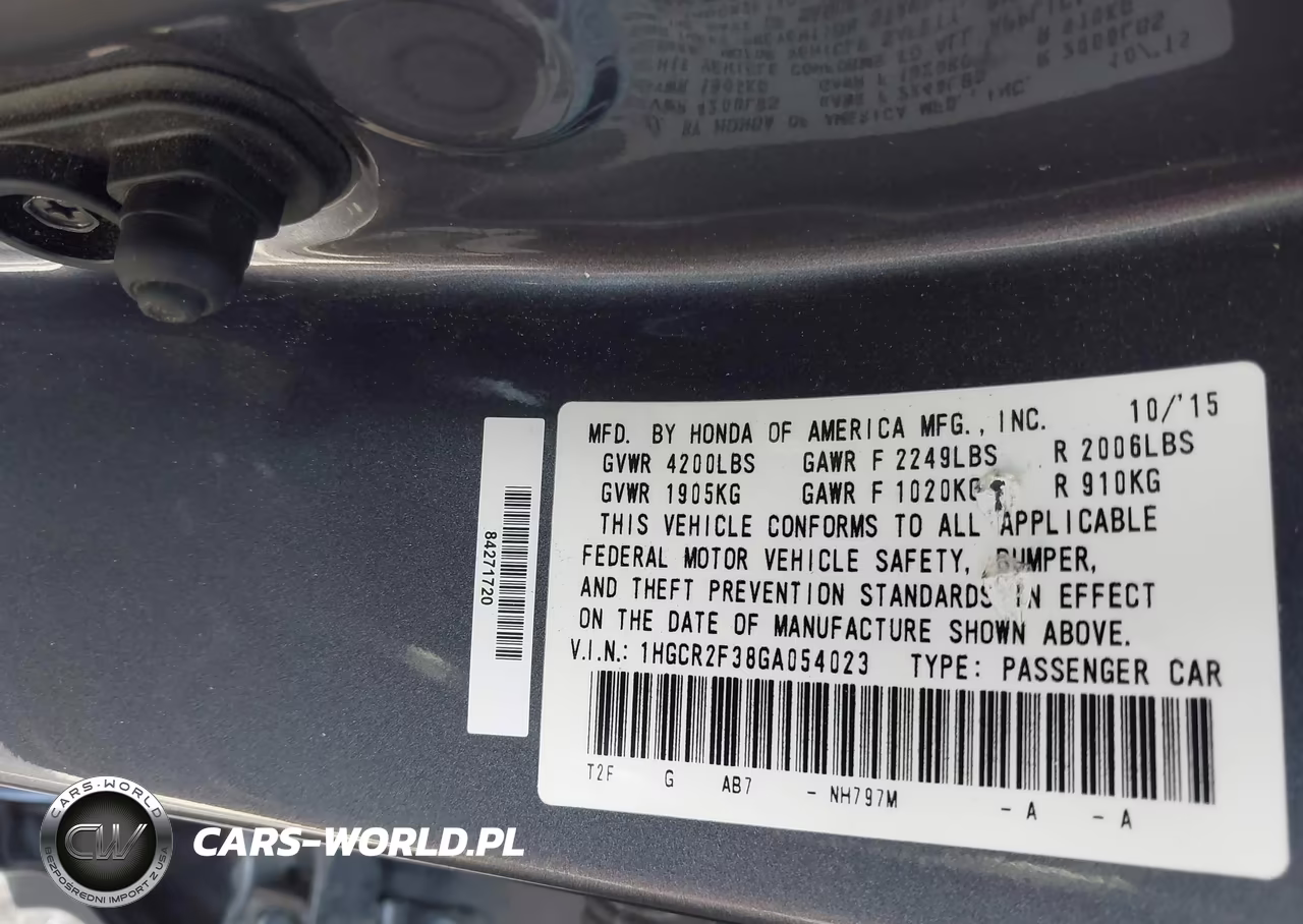 2016 Honda Accord Lx VIN:1HGCR2F38GA054023 - 9
