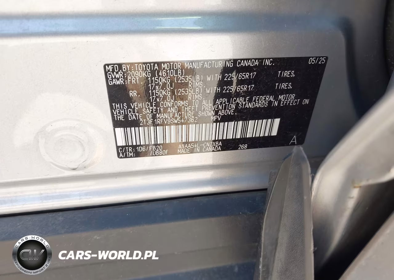 2025 Toyota Rav4 Le VIN:2T3F1RFV9SW547362 - 9