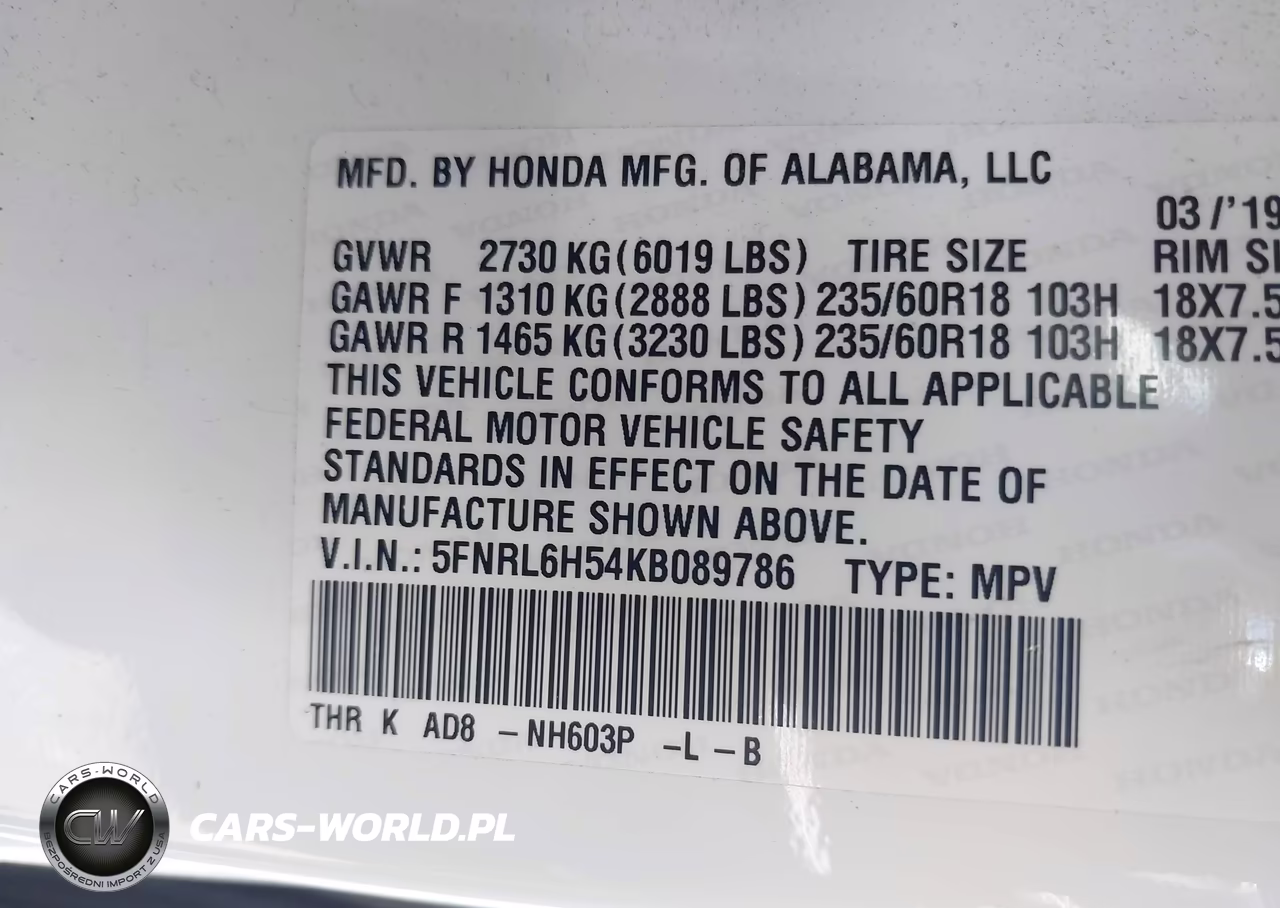 2019 Honda Odyssey Ex VIN:5FNRL6H54KB089786 - 9