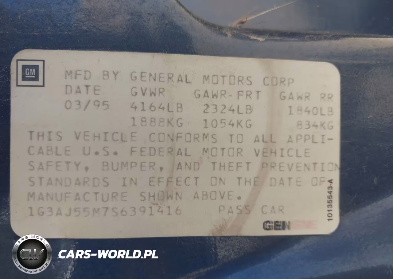 1995 Oldsmobile Ciera Sl VIN:1G3AJ55M7S6391416 - 9