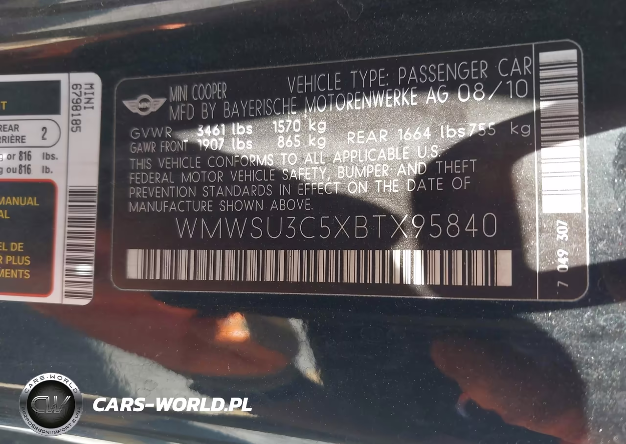 2011 Mini Cooper VIN:WMWSU3C5XBTX95840 - 9