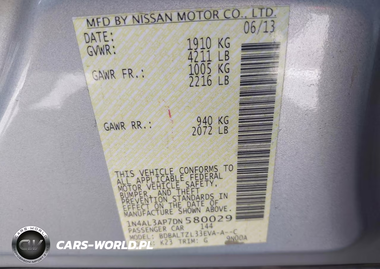 2013 Nissan Altima 2.5 Sv VIN:1N4AL3AP7DN580029 - 9