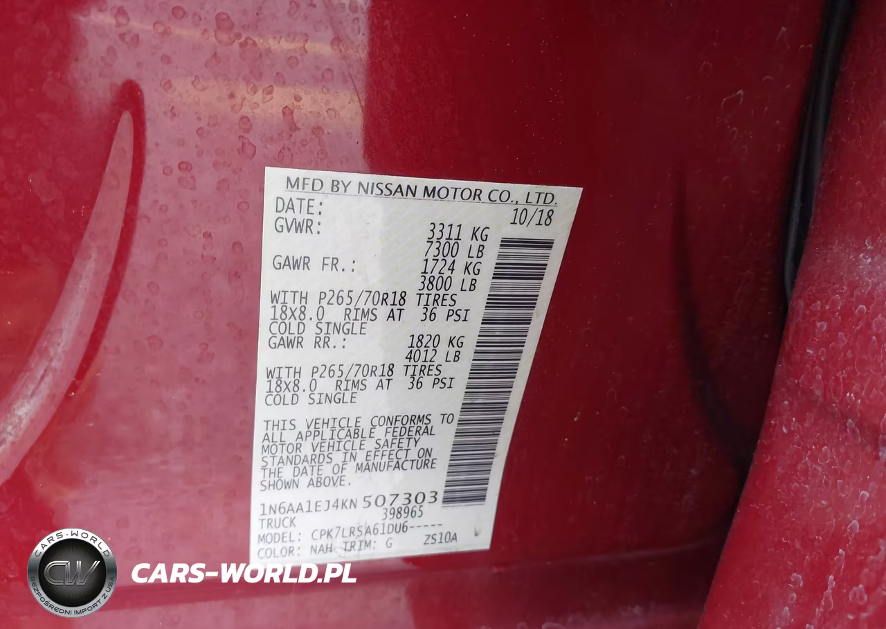 2019 Nissan Titan S VIN:1N6AA1EJ4KN507303 - 9