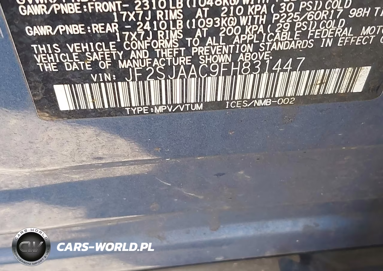 2015 Subaru Forester 2.5I VIN:JF2SJAAC9FH831447 - 9